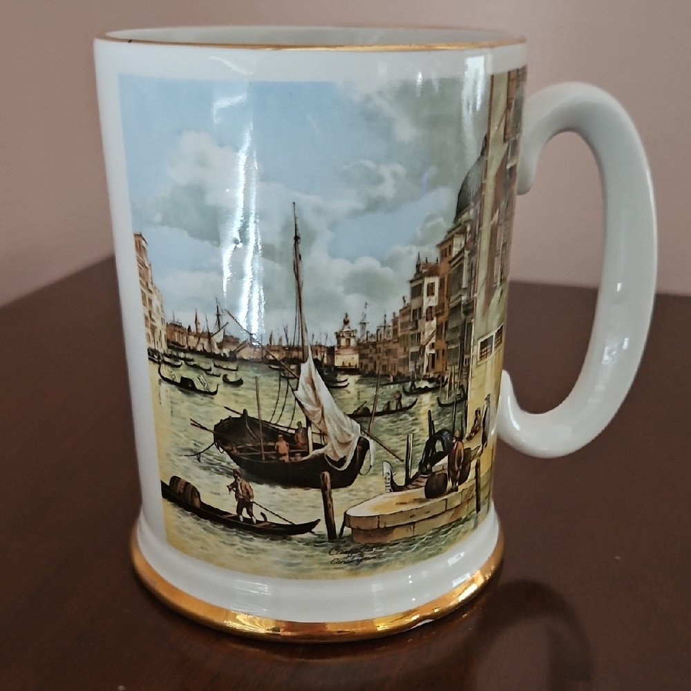 Vintage Ceramic Mug with Nautical Scene